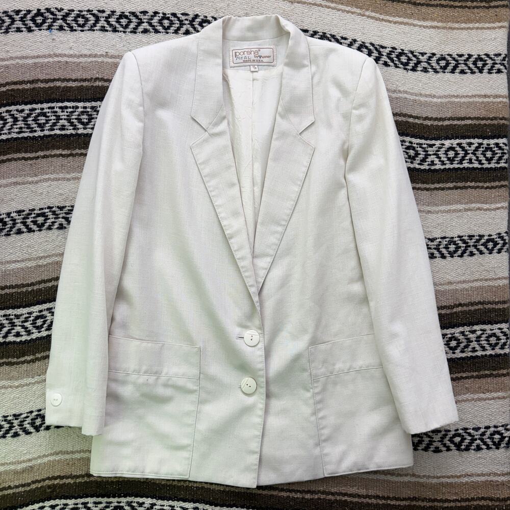 Women's Vintage 80's Porsha by Winner White Blazer Sports Coat Jacket Sz 7/8 VTG